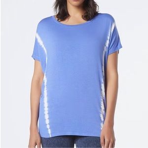 Andrew Marc Sport Tie Dye Jersey Scoop Neck Dolman Sleeve Boxy Shirt Blue M